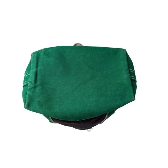 Lands End Canvas Tote Bag Navy Blue Green Cotton Open Top Pocket Key Clip 12in - Picture 6 of 10